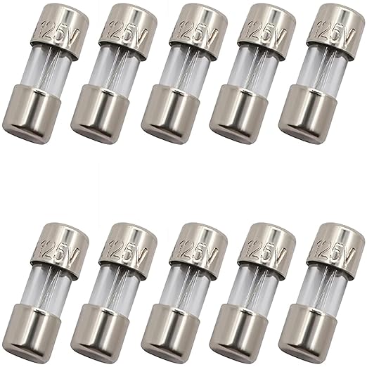 SIXQJZML 10 Pack F2.5AL Fast-Blow Mini Fuse 2.5A 2.5amp 125V Glass Fuses 0.14 x by SIXQJZML