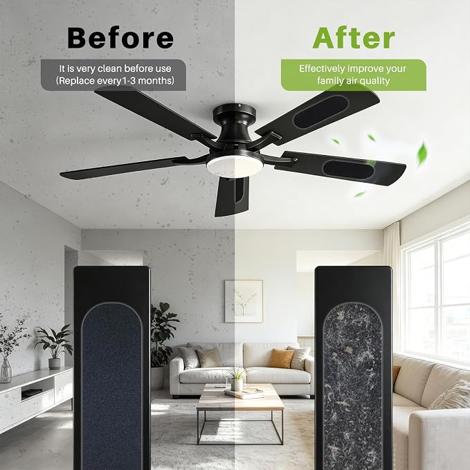 Fanluter 10 Pack Ceiling Fan Filters, Pet Fresh Fan Blade Air Purifier Pads - Image 3