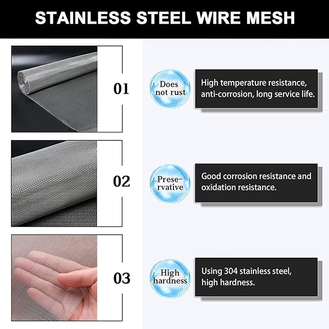 Stainless Steel Woven Wire Mesh Metal Woven Mesh, 20 Mesh Stainless Steel Air - Image 4