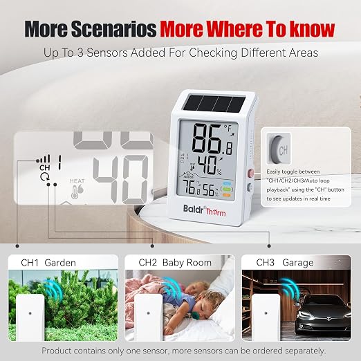 BaldrTherm Indoor Outdoor Thermometer Wireless, Digital Temperature Humidity - Image 4