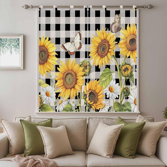Sunflowers Living Room Curtains 84 Inch Length, Window Curtains Tab Top - Image 9