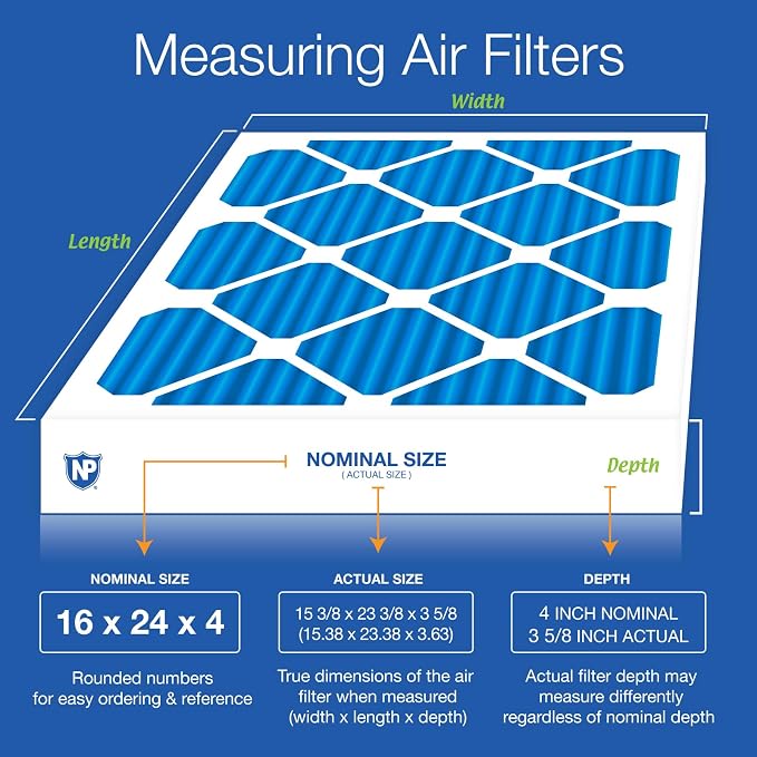Nordic Pure 16x24x4 Pleated MERV 7 Plus Carbon Air Filters 2 Pack | Actual - Image 2