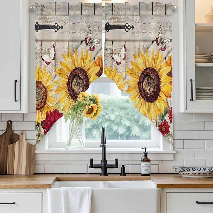 Red Yellow Sunflowers Swag Valances - Image 2