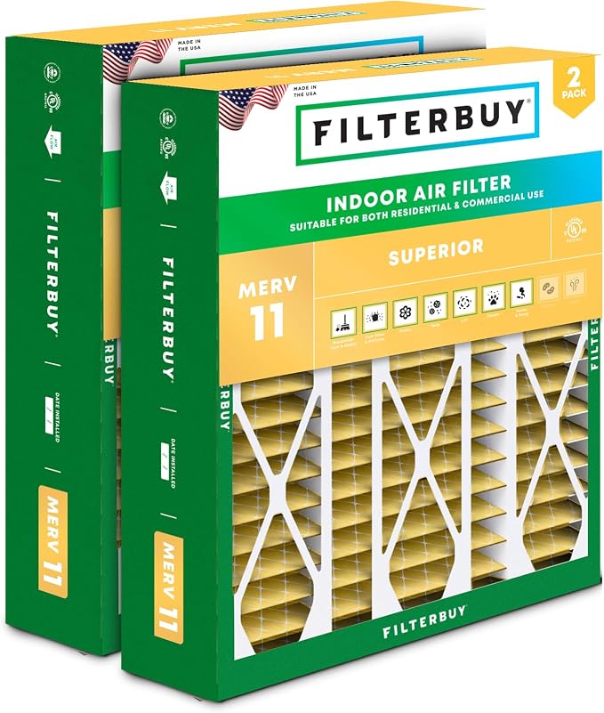 Filterbuy 20x25.25x3.5 Air Filter MERV 11 Superior Pet & Allergy Defense by Filterbuy