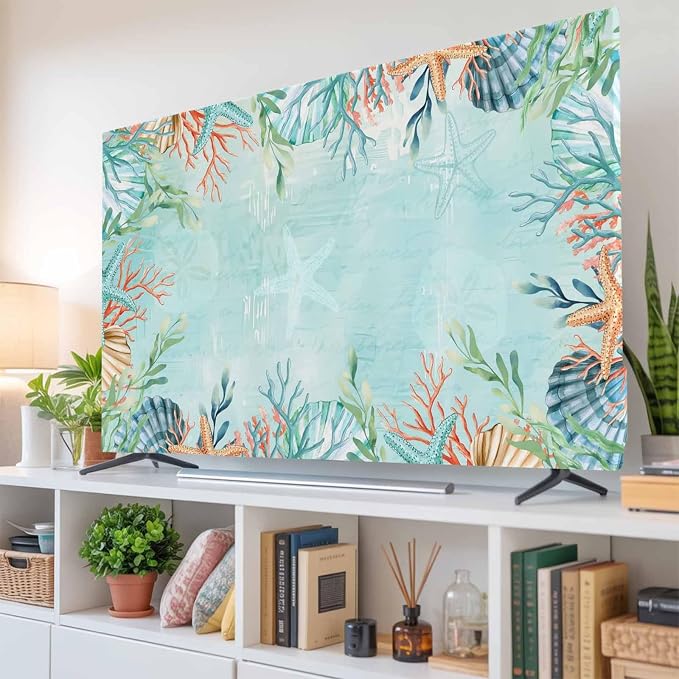 Coastal Ocean Starfish Coral Indoor TV Cover, Elastic TV Screen Protector Sea - Image 6
