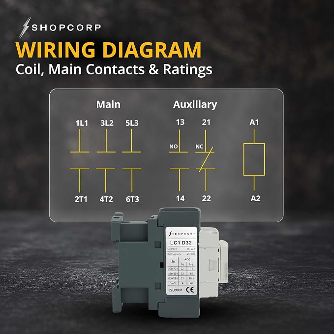 3 Pole Contactor 30 amp Normally Open, Auxiliary 1NO/1NC 110/120V Coil - Image 4