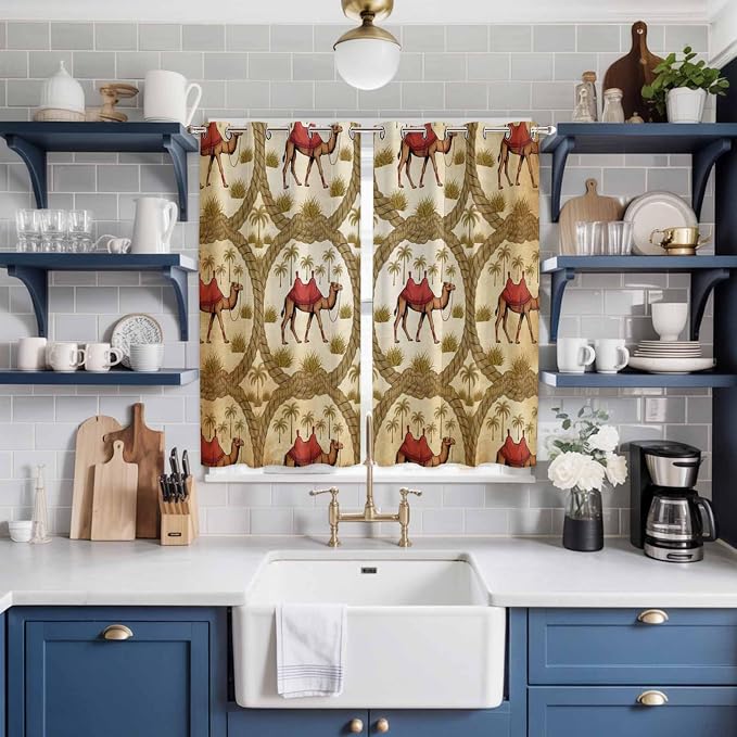 2 Panel Kitchen Cafe Curtains, Window Decor Tier Curtains - Image 2