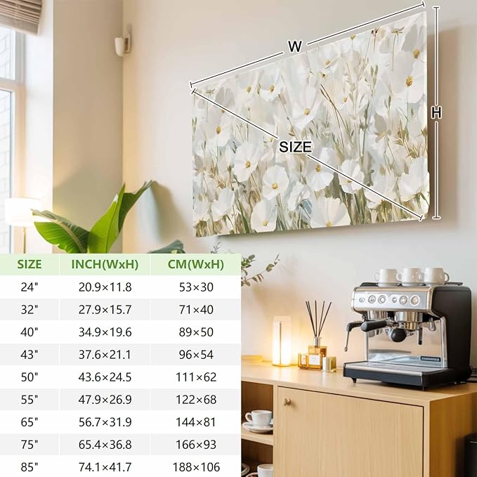 Summer White Gardenia Flower Indoor TV Cover, Elastic TV Screen Protector - Image 3