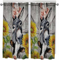 Farmhouse Bedroom Curtains 63 Inches length, Vintage Sunflowers Animals Printed by Unknown
