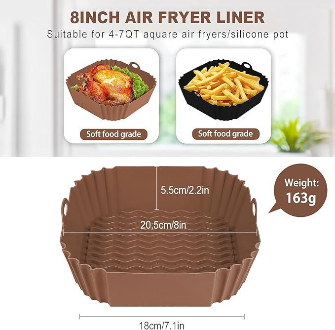 Boribim 2 PCS Square Silicone Air Fryer Liners - Image 5