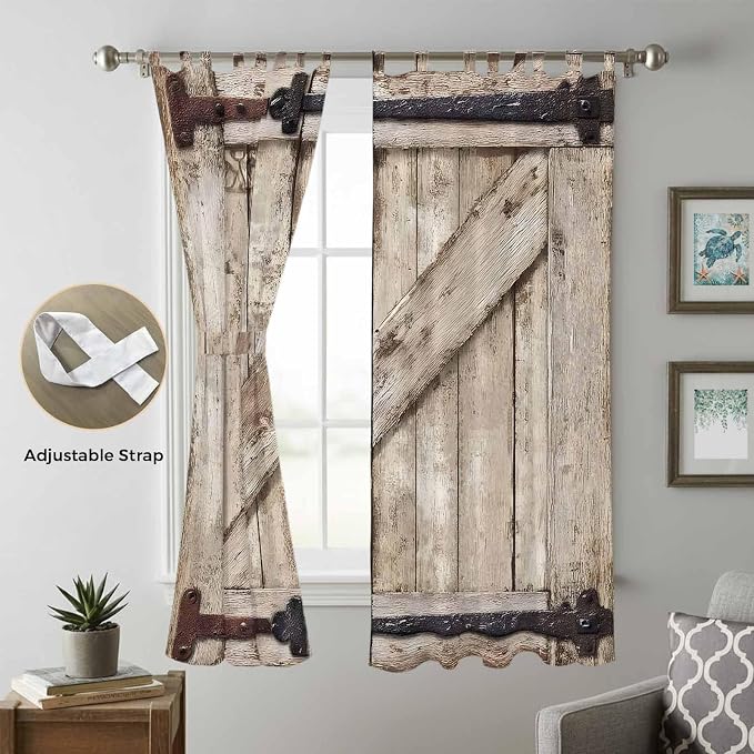Farmhouse Wood Grain Living Room Curtains 84 Inch Length, Window Curtains Tab - Image 5