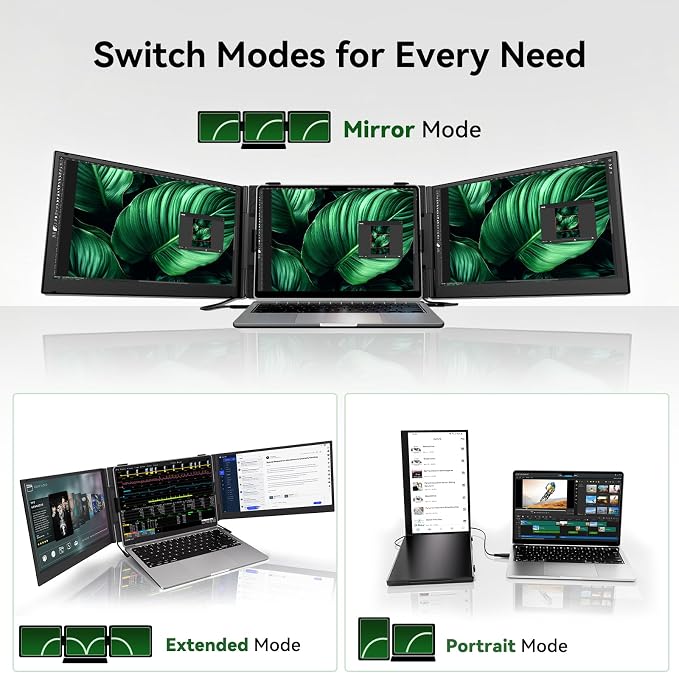 14" Triple Laptop Screen Extender, Ultra-Thin Lightweight FHD 1080P IPS - Image 5