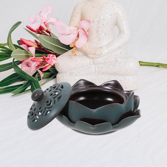 Healeved Ceramic Floral Incense Holder Vintage Antique Incense Burner - Image 9