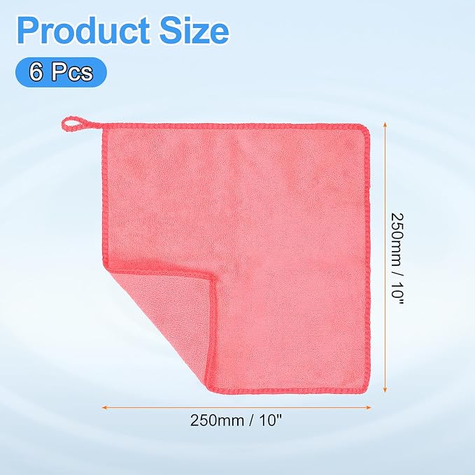HARFINGTON 6 Pack Microfiber Cleaning Cloth, Rose Red - Image 2