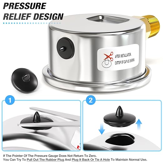 MEANLIN MEASURE 0~300Psi Dry Pressure Gauge Stainless Steel 1/4" NPT 2" FACE - Image 6