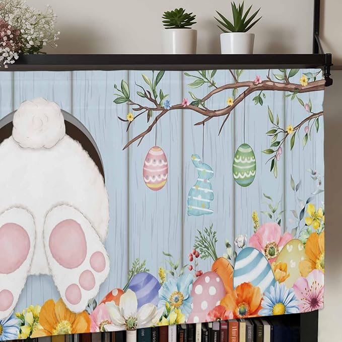Easter Curtain Valances for Windows, Kitchen Valance Window Treatment, Spring - Image 7