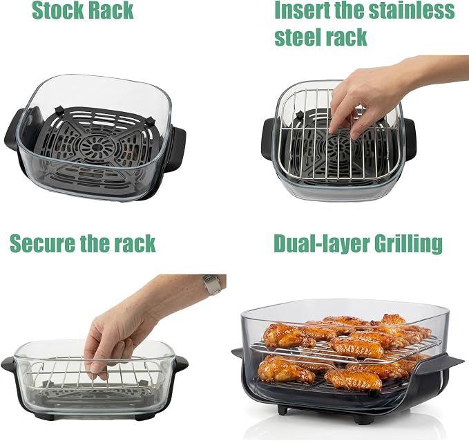 2PCS Crisper Rack for Ninja Crispi Air Fryer FN101, Wire Rack for COSORI - Image 2