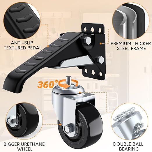 SOLEJAZZ Workbench Casters Wheels 920Lbs Retractable Casters Set of 4 Heavy - Image 2