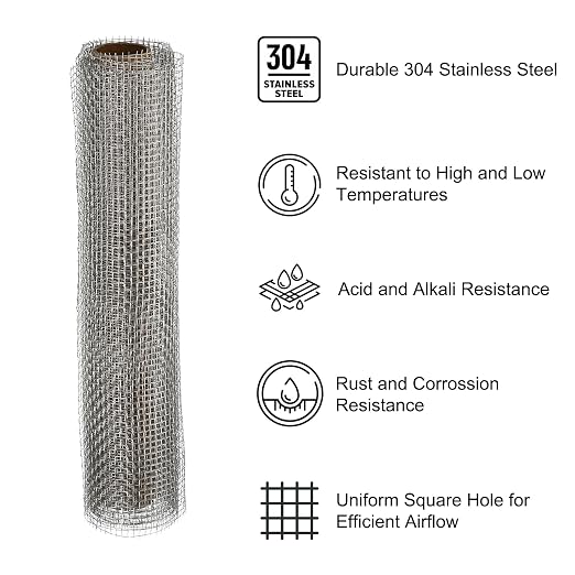 PATIKIL 40" L x 16" W Woven Wire Mesh, 8 Mesh 304 Stainless Steel Air Vent - Image 3