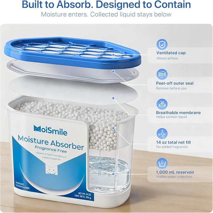 Large Moisture Absorber Buckets, 14 oz Each, Fragrance Free, 3 Pack | 14 oz Net - Image 7