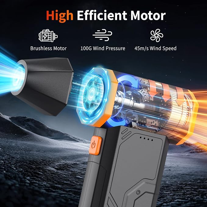 Compressed Air Duster, 110000RPM Super Power Cordless Electric Air Duster - Image 2