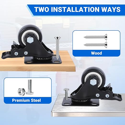 1.5 Inch Locking Swivel Casters Set of 4 - Image 6