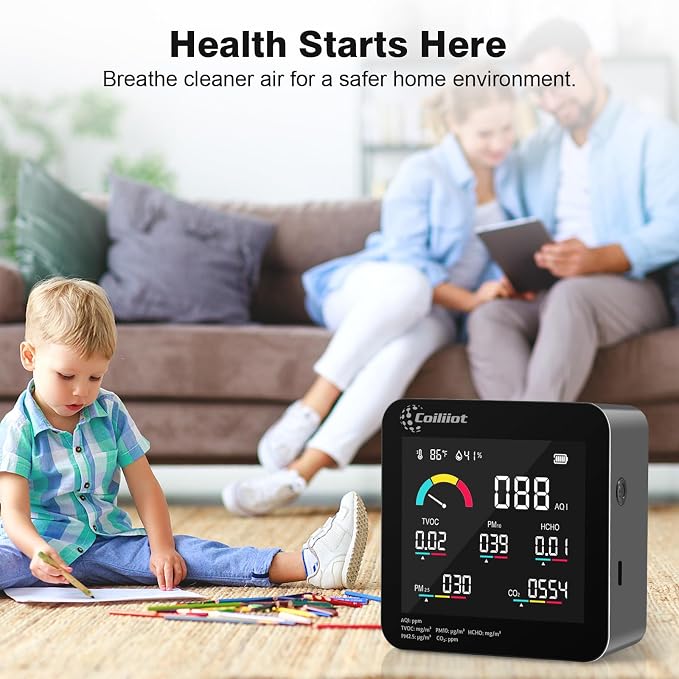 Air Quality Monitor Indoor – CO2 Detector, VOC Meter and AQI Tester Tracks TVOC - Image 6