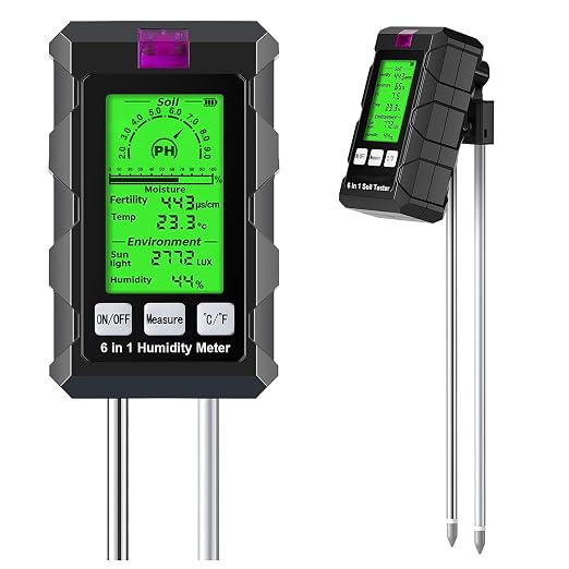 Soil Test Kit, 6-in-1 Soil Moisture Meter, pH Meter, Fertility Tester, Digital by LDOPTO