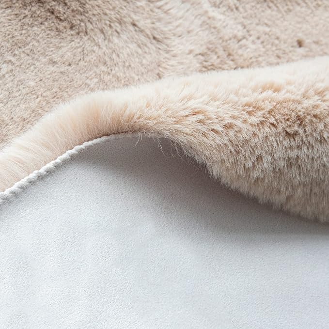 ORINOVA Washable Area Rug 6x9 Rugs for Living Room Camel Plush Faux Bunny Fluffy Fur Rugs for Bedroom Large Shag Nursery Rugs