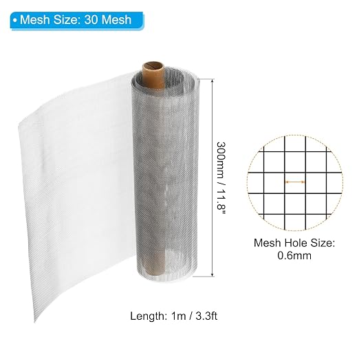PATIKIL 304 Stainless Steel Wire Mesh Screen, 30 Mesh Woven Air Vent Filter - Image 2
