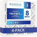 14x14x1 Air Filter MERV 8 MPR 600 4Pack Furnace Filters Pleated HVAC AC Furnace by WEBISAU