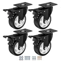 4" Heavy Duty Plate Casters, 1200 Lbs Dual Brake by ASHGOOB