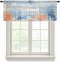 Ocean Corals Sheer Valance Curtains, Summer Beach Coral Sea Stars Blue Wood by Houseown