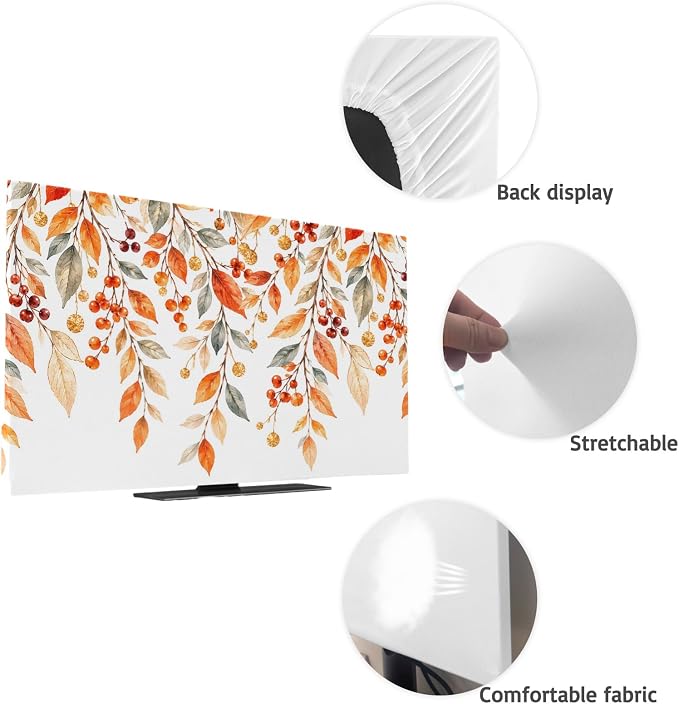 Autumn Leaves Orange Watercolor Indoor TV Cover, Elastic TV Screen Protector - Image 7