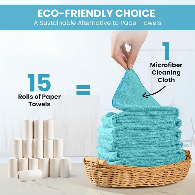 12 Pack Microfiber Cleaning Cloth, 4 Assorted Colors Cleaning Rags - Image 6