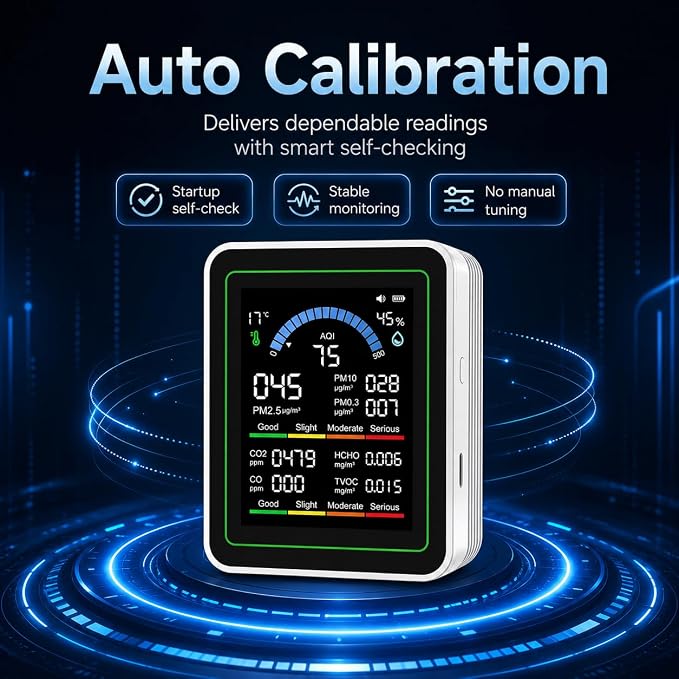 10-in-1 Air Quality Monitor, CO2 Monitor & Air Quality Test Kit - Image 7
