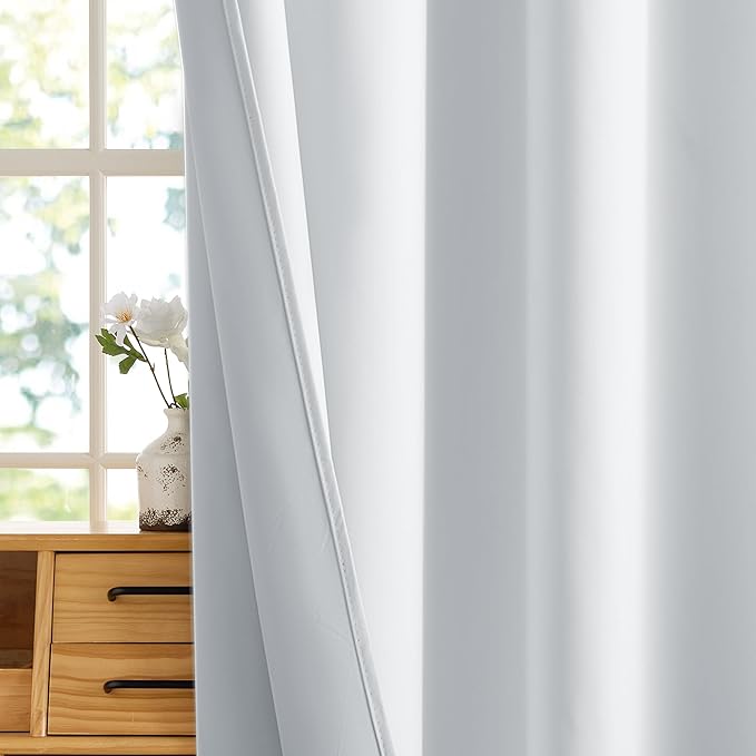 RYB HOME White 100% Blackout Curtains, Short Thermal Insulated Heat & UV Blocking Total Room Darkening Privacy Drapes for Small Window, Width 29 by Length 24, White, 2 Panels