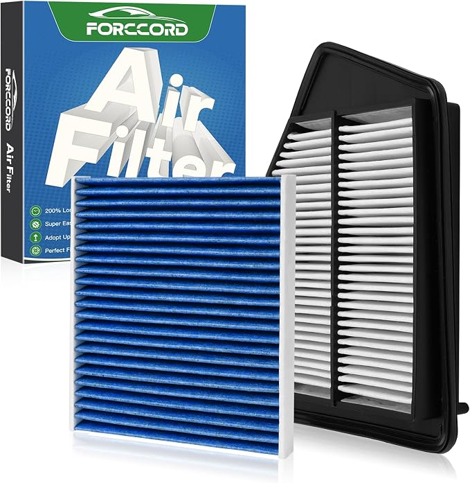 Cabin & Engine Air Filter Fit for Honda Accord 2.4L, Acura TLX 2.4L Activated by Forccord