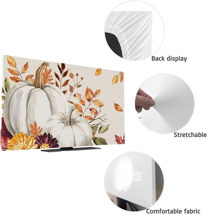 Thanksgiving Pumpkin Fall Orange Maple Leaf Watercolor Indoor TV Cover - Image 7