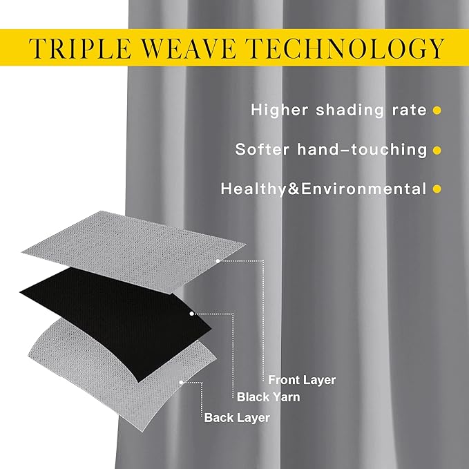 NICETOWN Blackout Window Curtains & Drapes 72" Long - Grommet Top Room Darkening Thermal Insulated for Bedroom/Living Room (2 Panels, 46 x 72 Inch, Silver Grey)