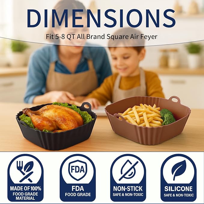 Boribim 9 Inch Large Air Fryer Silicone Liners - Image 7