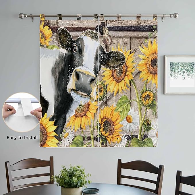 Retro Farmhouse Flower Living Room Curtains 84 Inch Length, Window Curtains Tab - Image 4