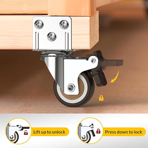 HOLKIE 2 Inch Side Mount Casters Set of 4 Supporting Up to 250 LBS Heavy Duty - Image 7