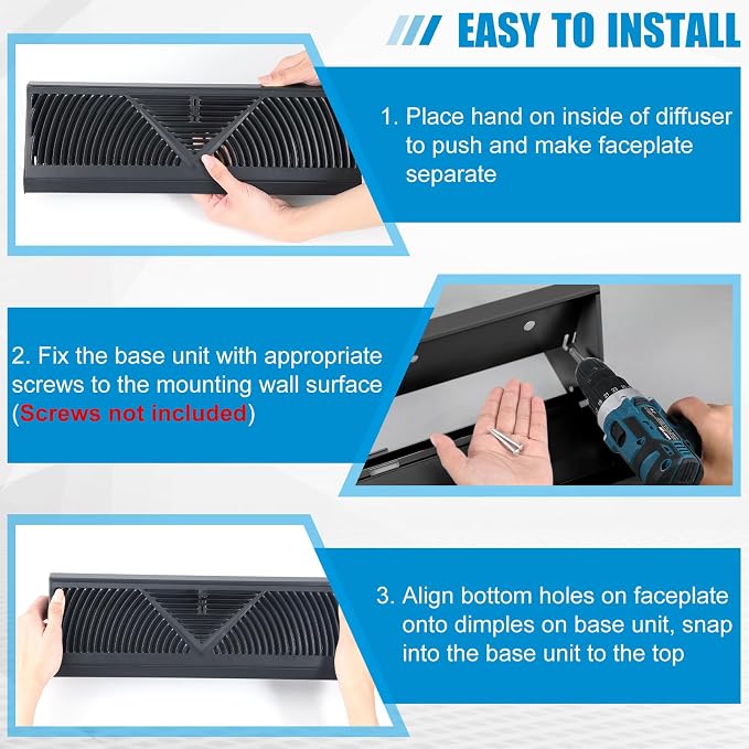Yaocom 4 Pcs Baseboard Register Vent 24 Inch Duct Opening Size Baseboard Vent - Image 4