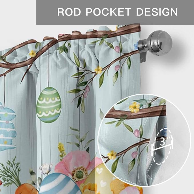 Easter Bunny Curtain Valances for Windows, Kitchen Valance Window Treatment - Image 5