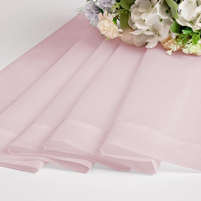 OWEINE Sheer Curtains 84 Inches Long 2 Panels Set, Rod Pocket Fimly Voile Solid Blush Window Curtain Panels for Living Room Bedroom, Soft Voile Sheer Curtains & Drapes, Total 84 Inches Width