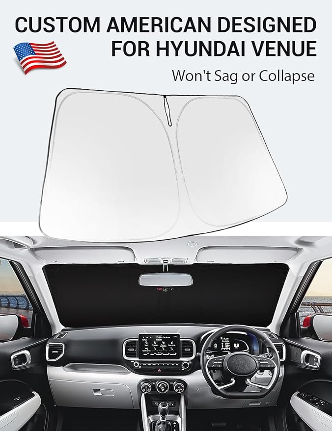 Proadsy Windshield Sun Shade Custom Fit 2020-2023 2024 2025 2026 Hyundai Venue - Image 2