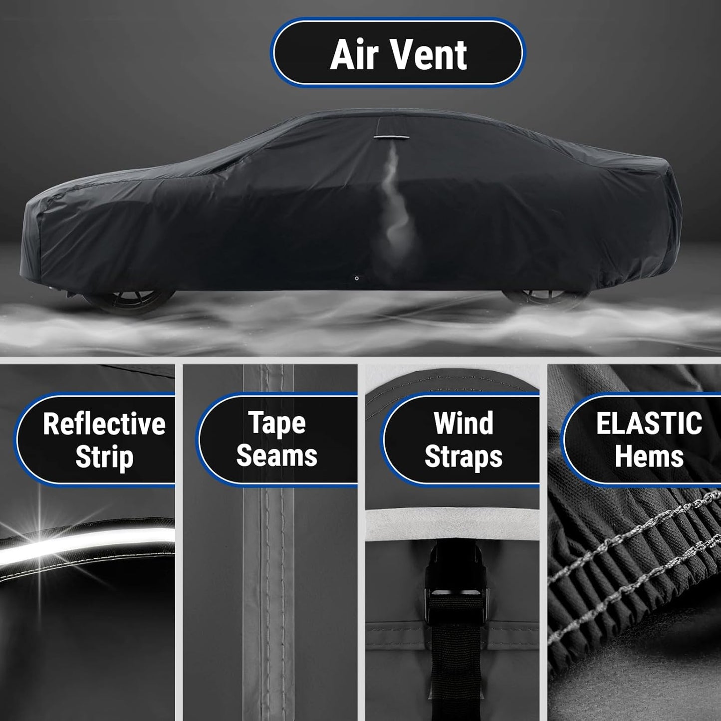 iCarCover Custom Car Cover for Buick Special (1964-1969) Waterproof All-Weather Rain Snow UV Sun Protector Full Exterior Indoor Outdoor Car Cover (Stripe - Black/Red)