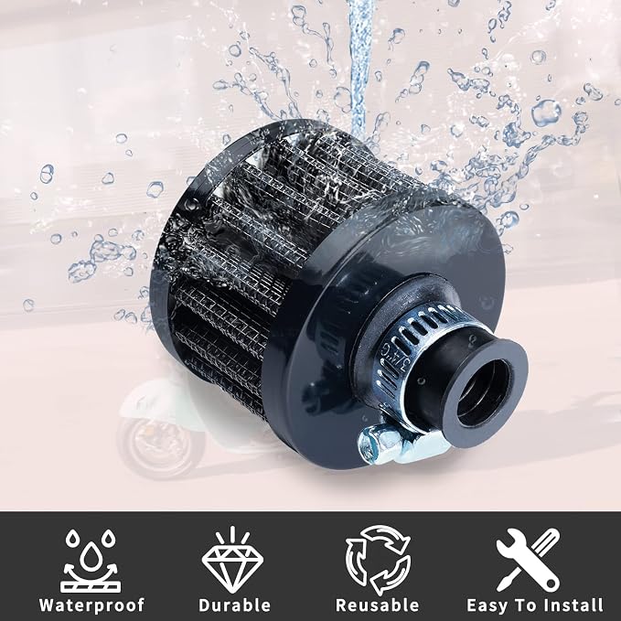 12mm Air Filter: High Flow Air Breather Cold Air Intake Filter - Image 5