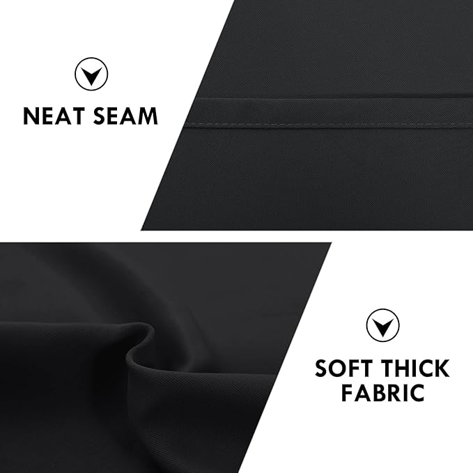 DWCN Black Blackout Curtains for Bedroom – Rod Pocket Thermal Insulated Energy Saving Drapes for Living Room and Bedroom, W 38 x L 54 Inch, 2 Panels